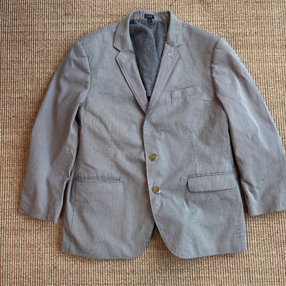 🤵 J.Crew Men's Pinstripe Blazer | Size XL | Gray & White